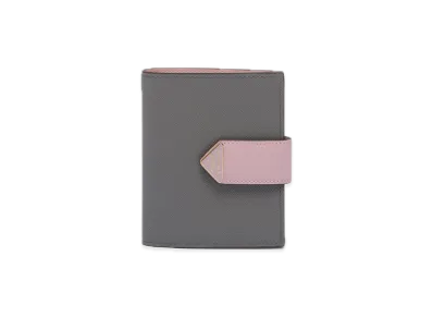 PRADA Saffiano Tab Bifold Wallet "Gray/Pink"