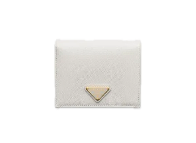 PRADA Saffiano Triangle Wallet "White"