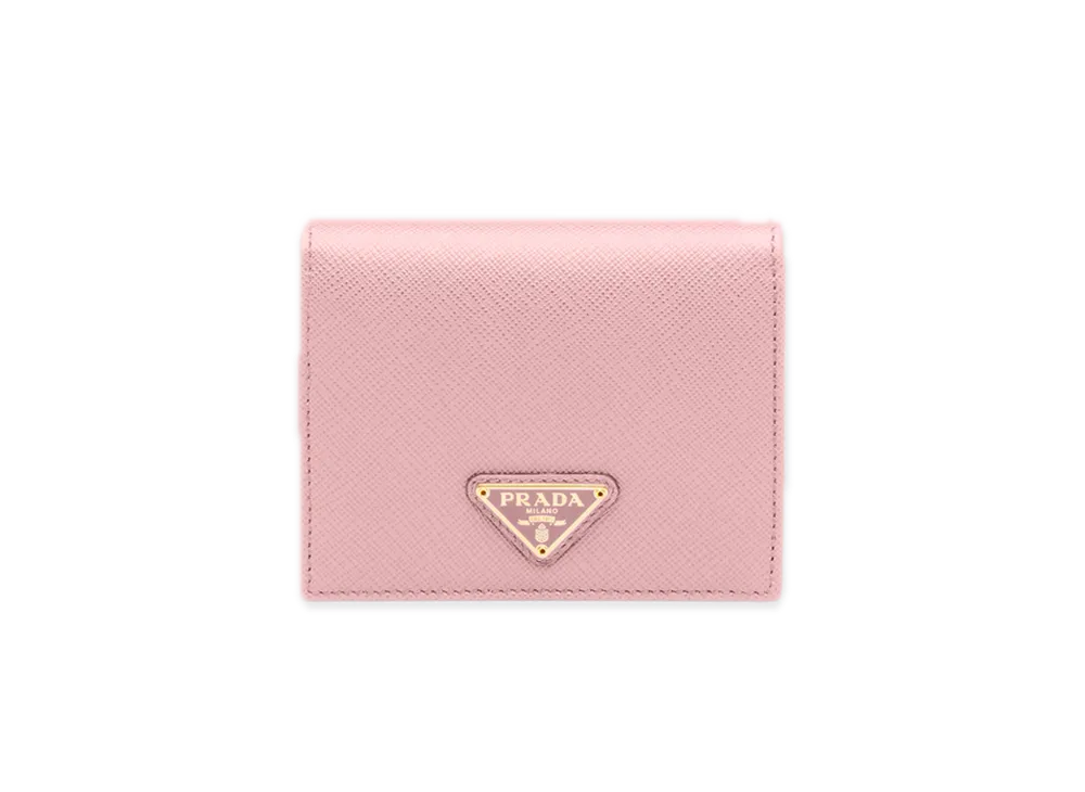 PRADA Saffiano Triangle Wallet "Pale Pink"