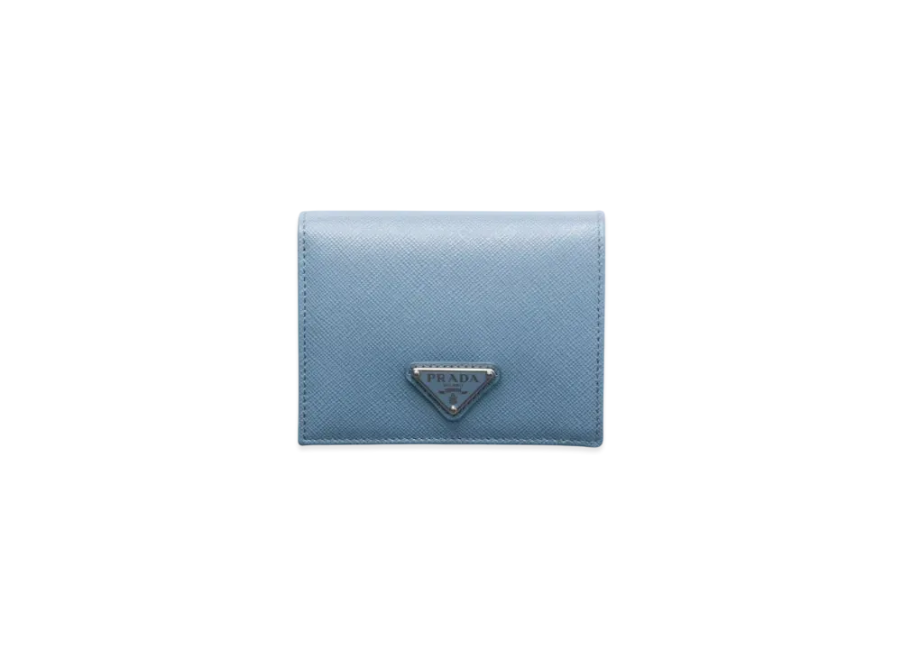 PRADA Small Saffiano Leather Wallet "Light Blue"