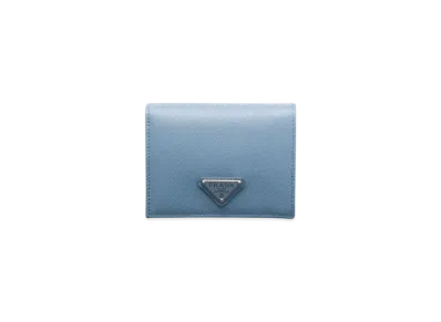PRADA Small Saffiano Leather Wallet "Light Blue"