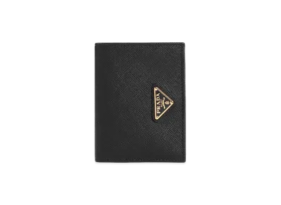 PRADA Women's Triangle Logo Wallet "Black"