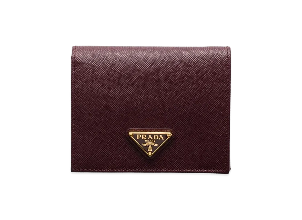 PRADA Women's Small Saffiano Leather Wallet "Burgundy"
