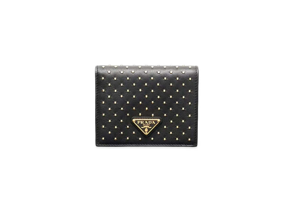 PRADA Small Studded Leather Wallet "Black"