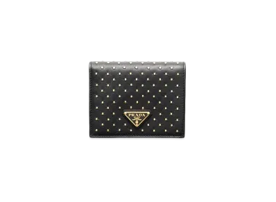 PRADA Small Studded Leather Wallet "Black"