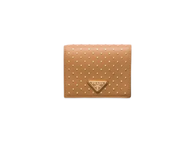 PRADA Small Studded Leather Wallet "Natural"
