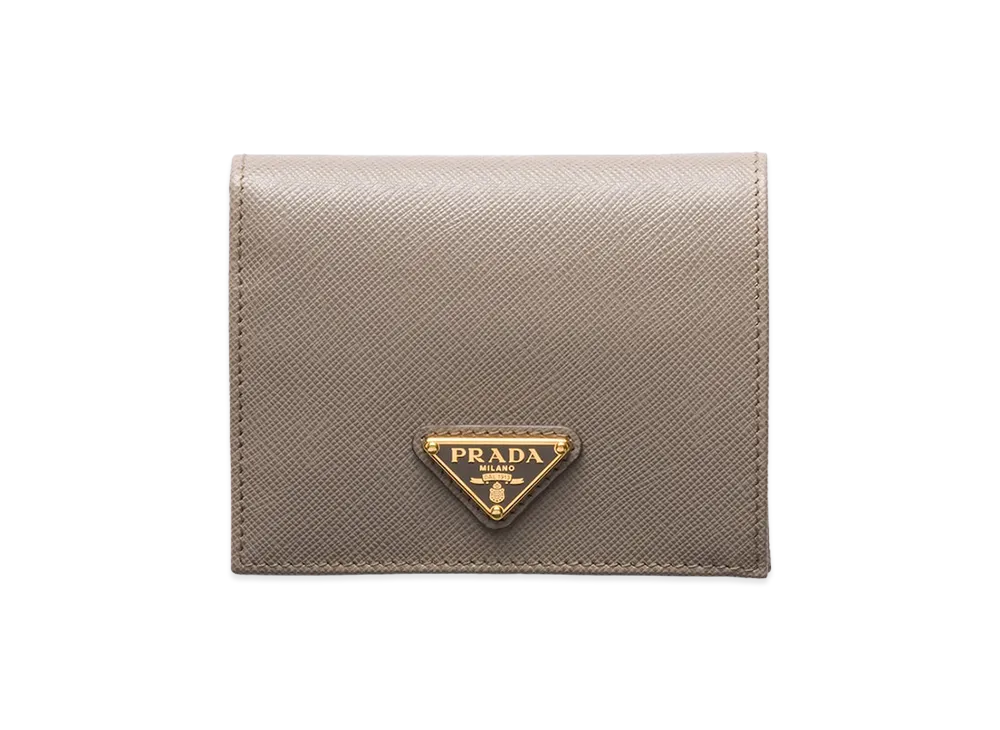 PRADA Saffiano Triangle Wallet "Clay Grey"