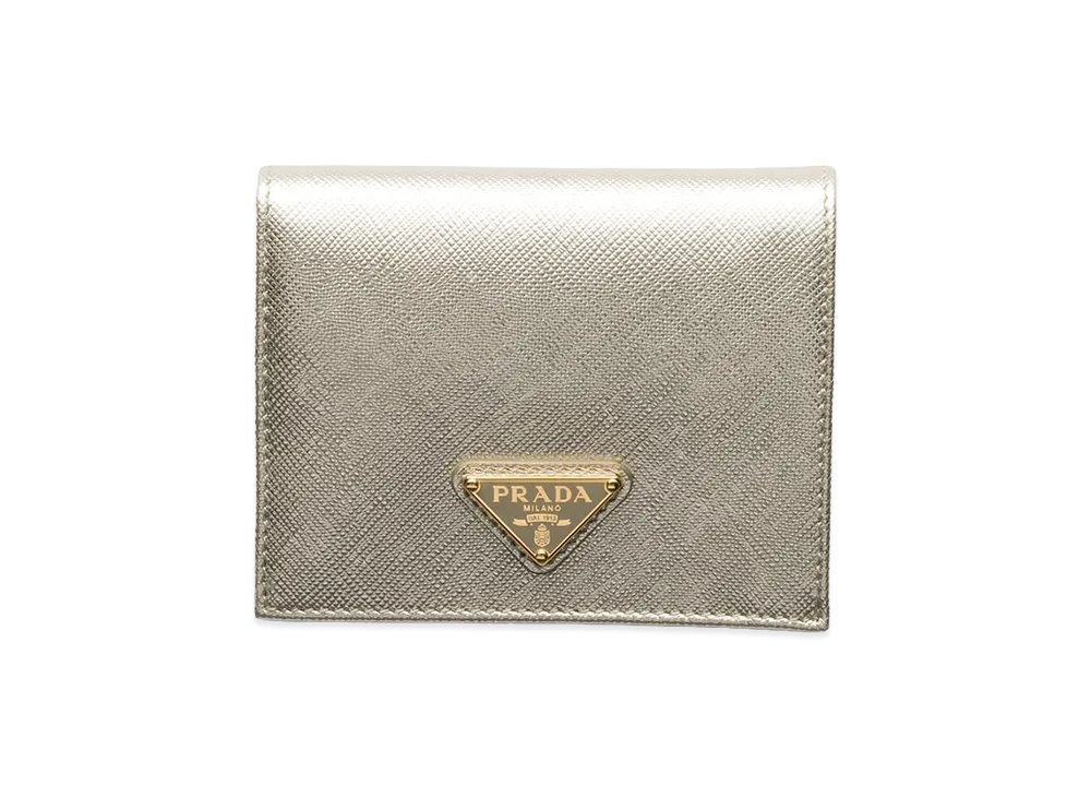PRADA Saffiano Triangle Wallet "Pyrite"