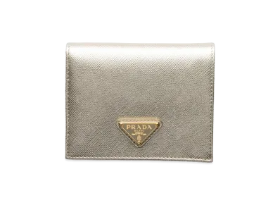 PRADA Saffiano Triangle Wallet "Pyrite"