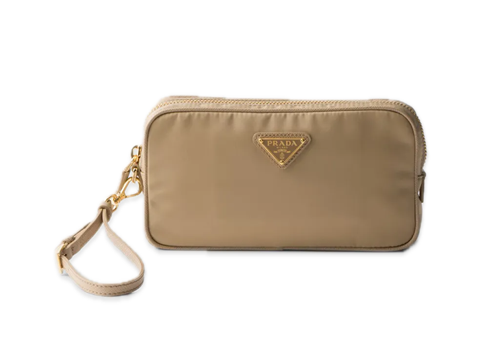 PRADA Re-Edition 1978 Re-Nylon x Saffiano Leather Pouch "Beige"