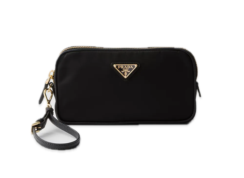 PRADA Re-Edition 1978 Re-Nylon x Saffiano Leather Pouch "Black"