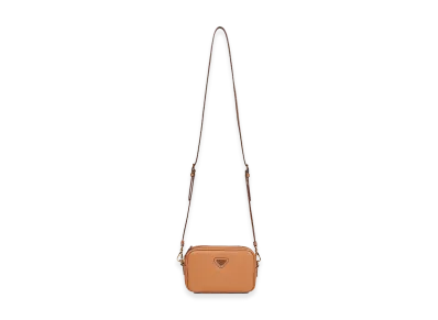 PRADA Women's Hammered Leather Crossbody Bag "Light Brown"
