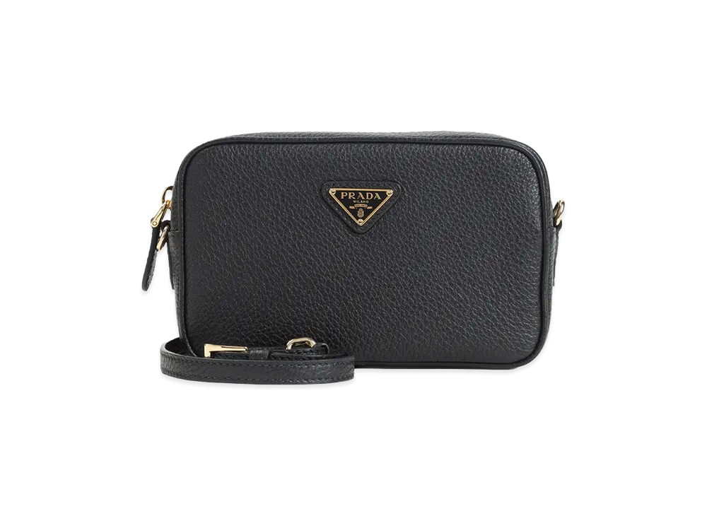 PRADA Women's Hammeleather Crossbody Bag "Nero"