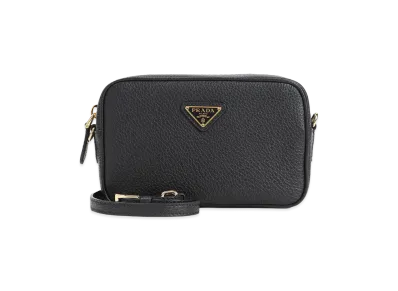 PRADA Women's Hammeleather Crossbody Bag "Nero"