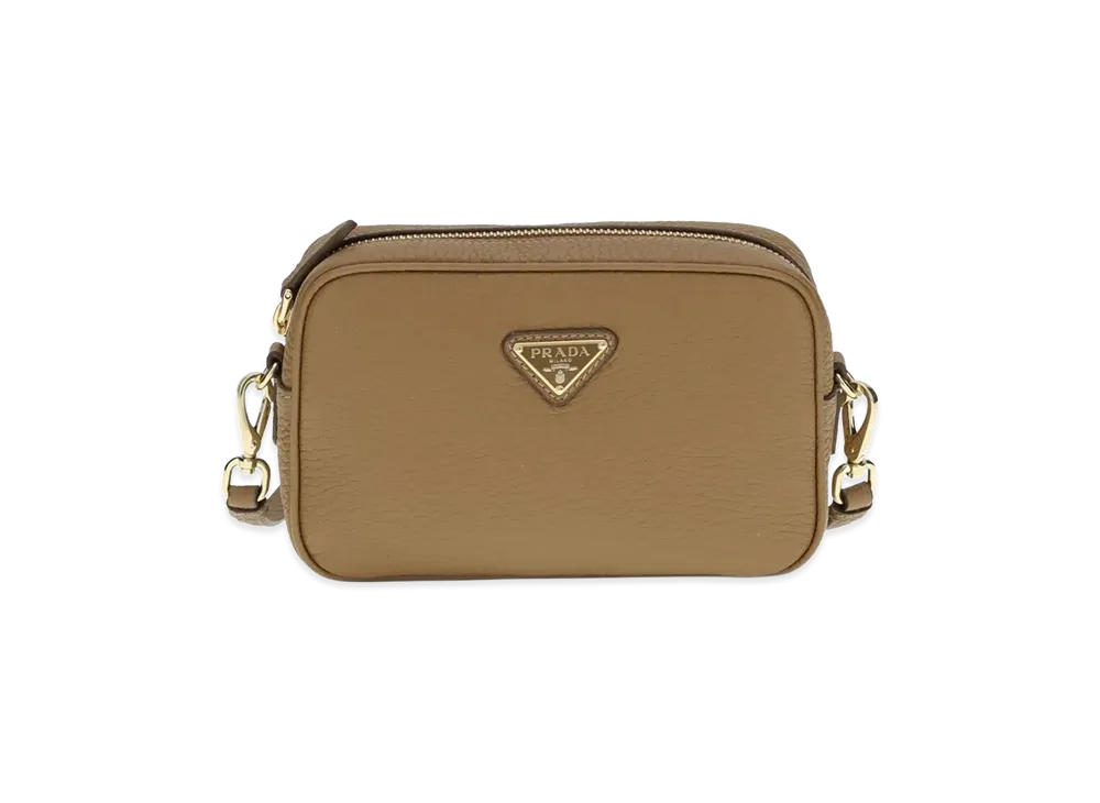 PRADA Women's Hammeleather Crossbody Bag "Caramel"
