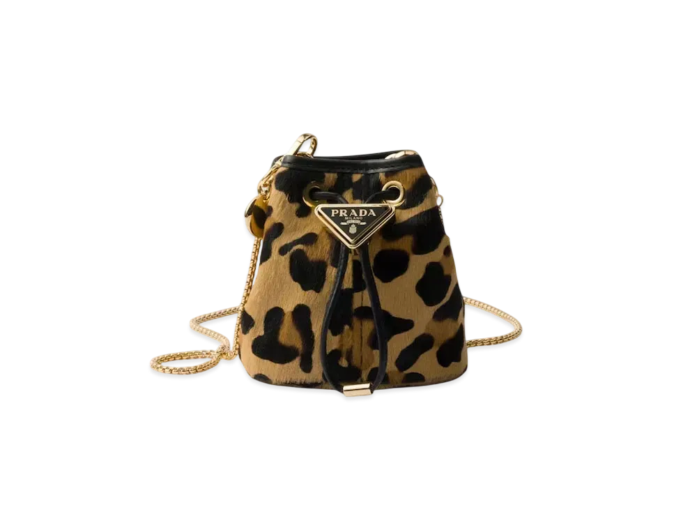 PRADA Printed Leather Mini Pouch "Beige"