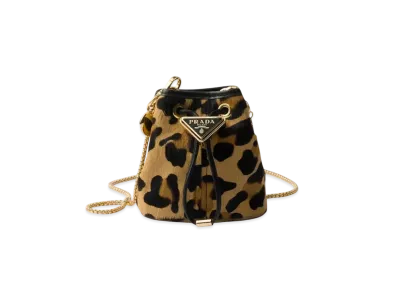 PRADA Printed Leather Mini Pouch "Beige"