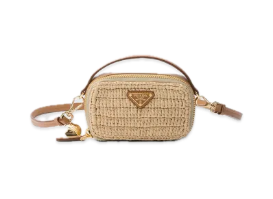 PRADA Crochet x Leather Mini Pouch "Natural"