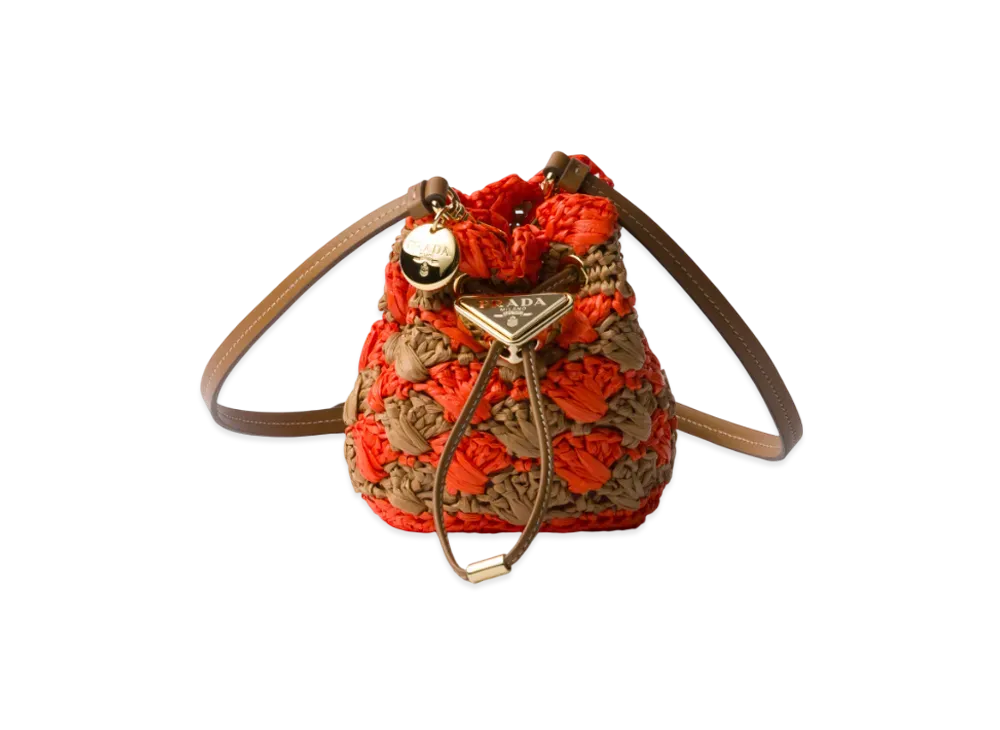 PRADA Crochet Mini Pouch "Orange/Camel"