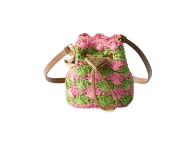 PRADA Crochet Mini Pouch "Pink/Light Green"
