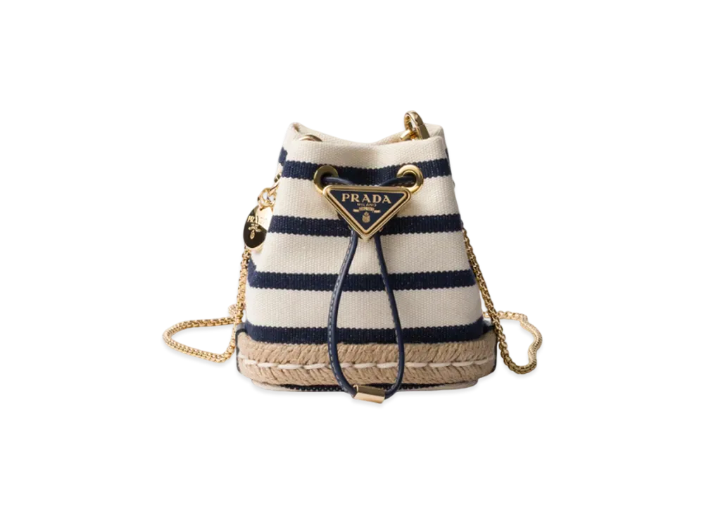 PRADA Striped Fabric Mini-Pouch "Ivory/Red"