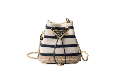 PRADA Striped Fabric Mini-Pouch "Ivory/Red"