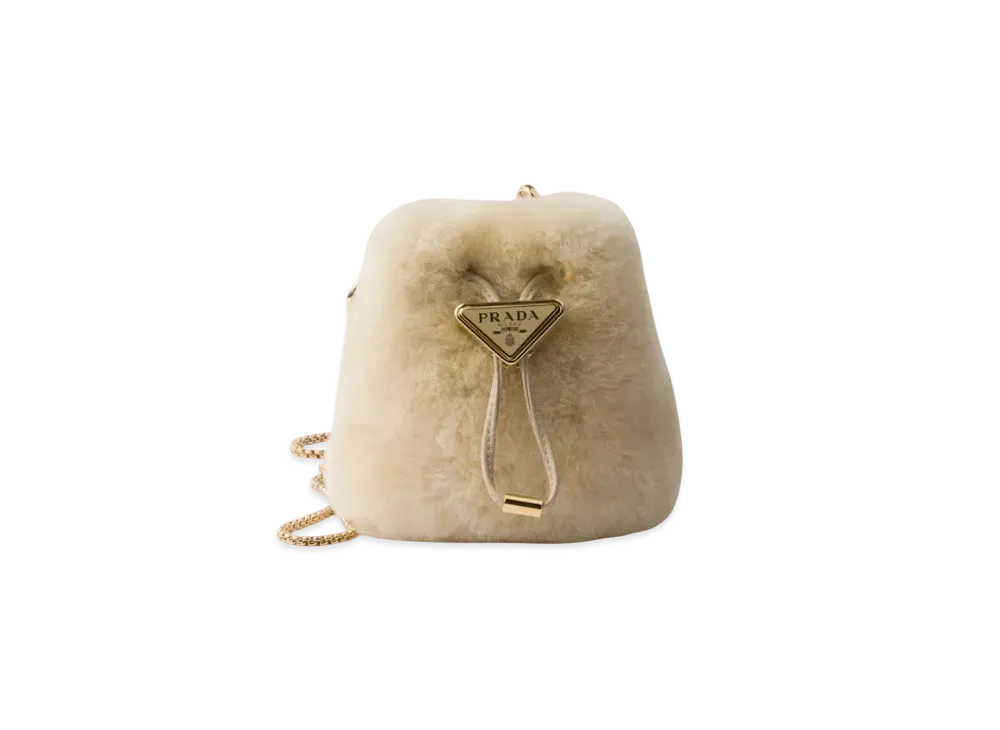 PRADA Sheepskin Mini Pouch "Beige"