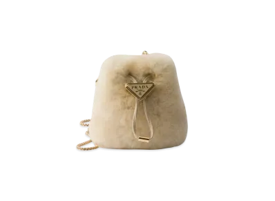 PRADA Sheepskin Mini Pouch "Beige"
