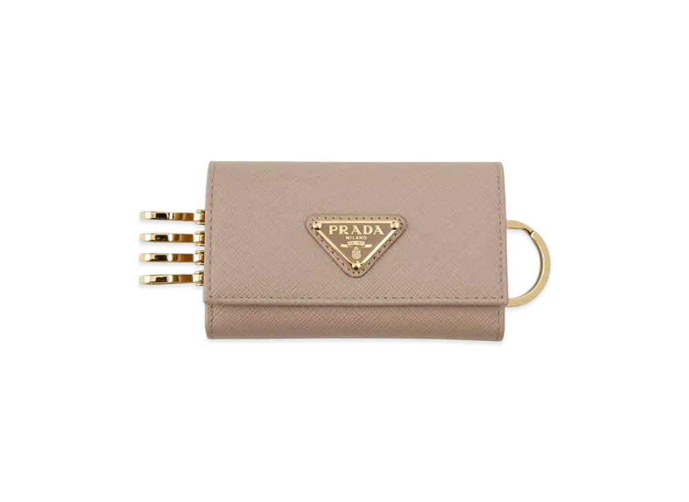 PRADA Womens Pink Beige 4-Hook Key Case "Beige"