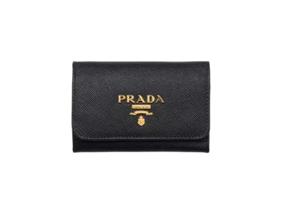 PRADA Saffiano Multicolor Key Case "Black/Pale pink"