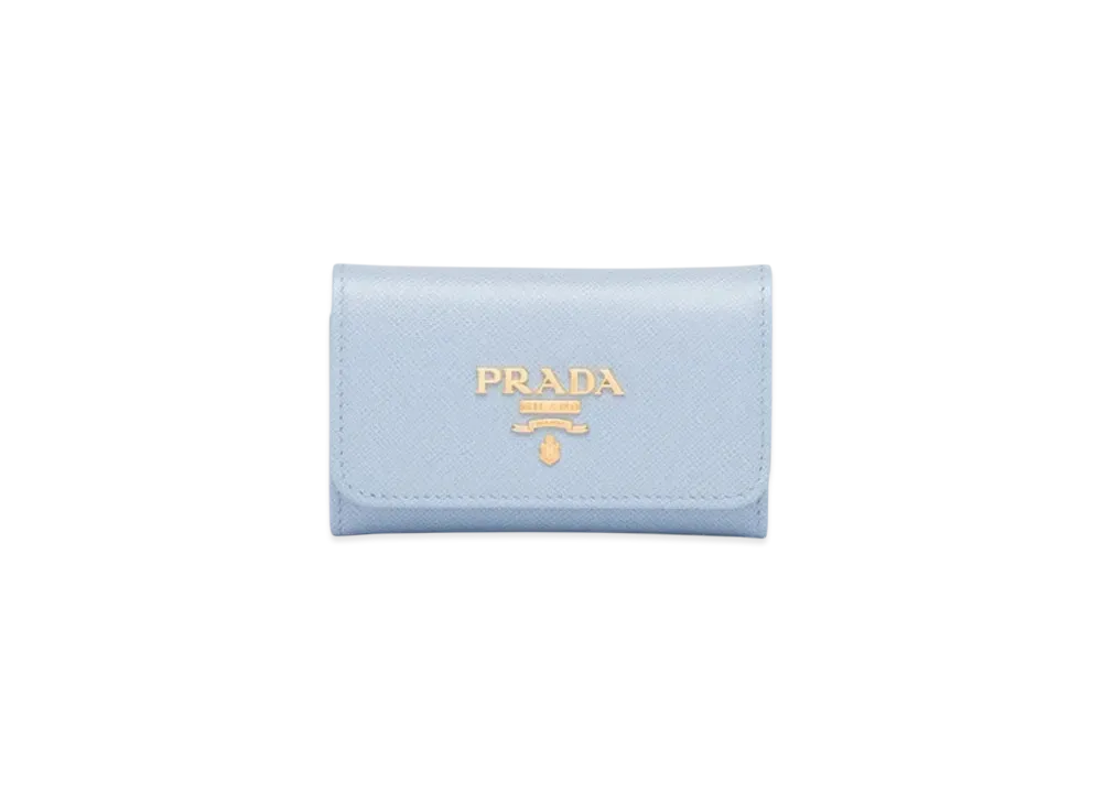 PRADA Saffiano Leather Key Case "Light Blue/Blue"