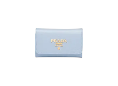PRADA Saffiano Leather Key Case "Light Blue/Blue"