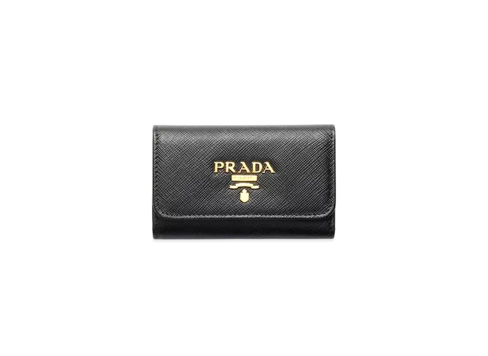 PRADA Saffiano Leather Key Case "Black/Pink"