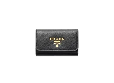 PRADA Saffiano Leather Key Case "Black/Pink"