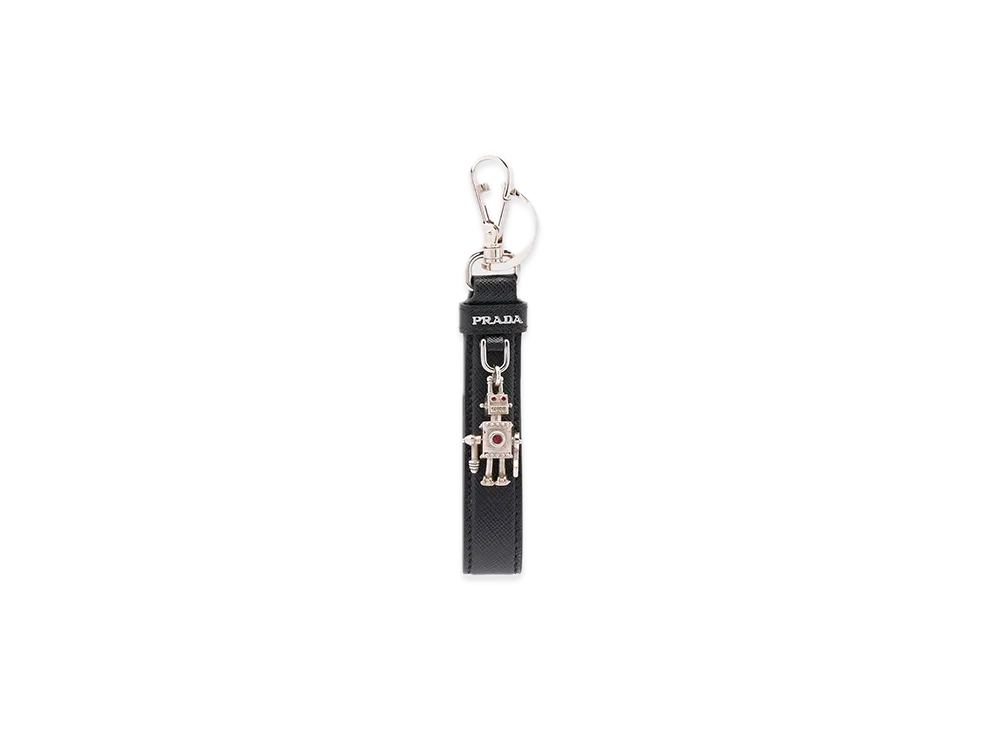 PRADA Saffiano Leather Keyring "Black"