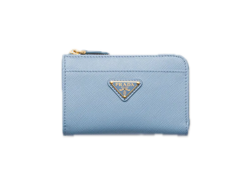 PRADA Saffiano Triangle Key Case "Light blue"