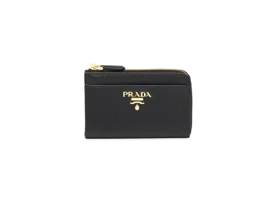 PRADA Saffiano Leather Keychain "Black"
