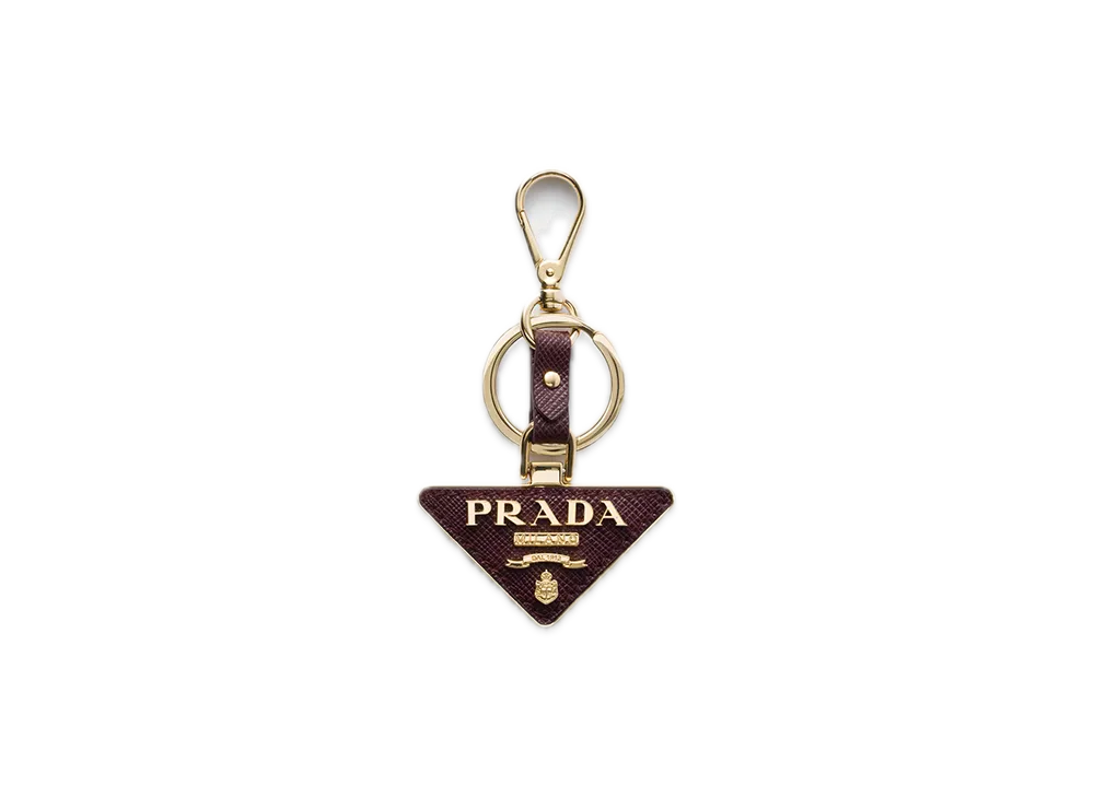 PRADA Saffiano Leather Keyring "Bordeaux"