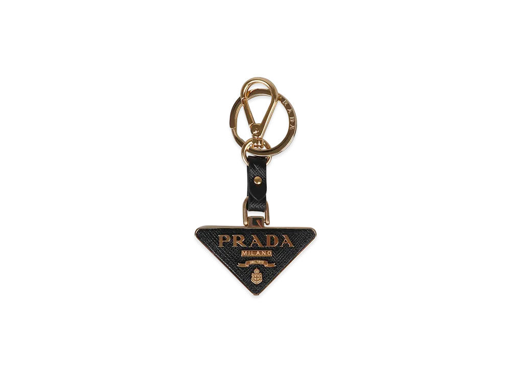 PRADA Wonen's Triangular Keychain With Logo "Black"