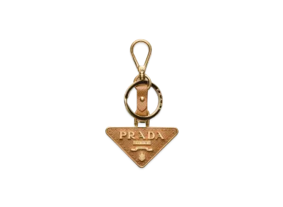 PRADA Saffiano Leather and Metal Keychain "Natural"