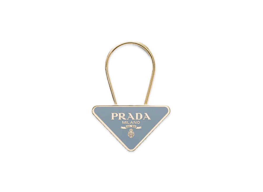 PRADA Enamel Metal Keyring "Gold/Light blue"