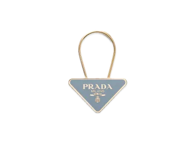 PRADA Enamel Metal Keyring "Gold/Light blue"