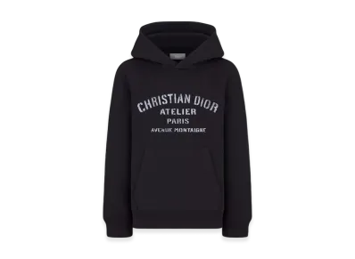 Dior Kids Christian Atelier Cotton Fleece Hooded Sweatshirt "Black"