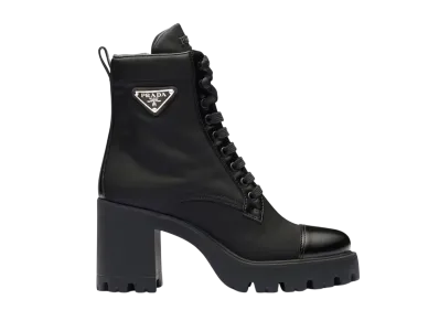 PRADA Women's Re-Nylon and Leather Booties "Black"