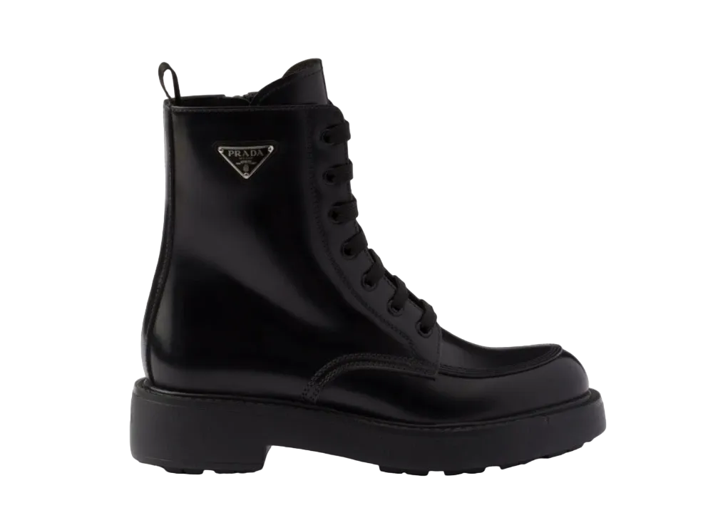 PRADA Women's Brushed Leather Boots "Black"