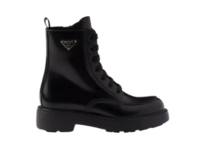 PRADA Women's Brushed Leather Boots "Black"