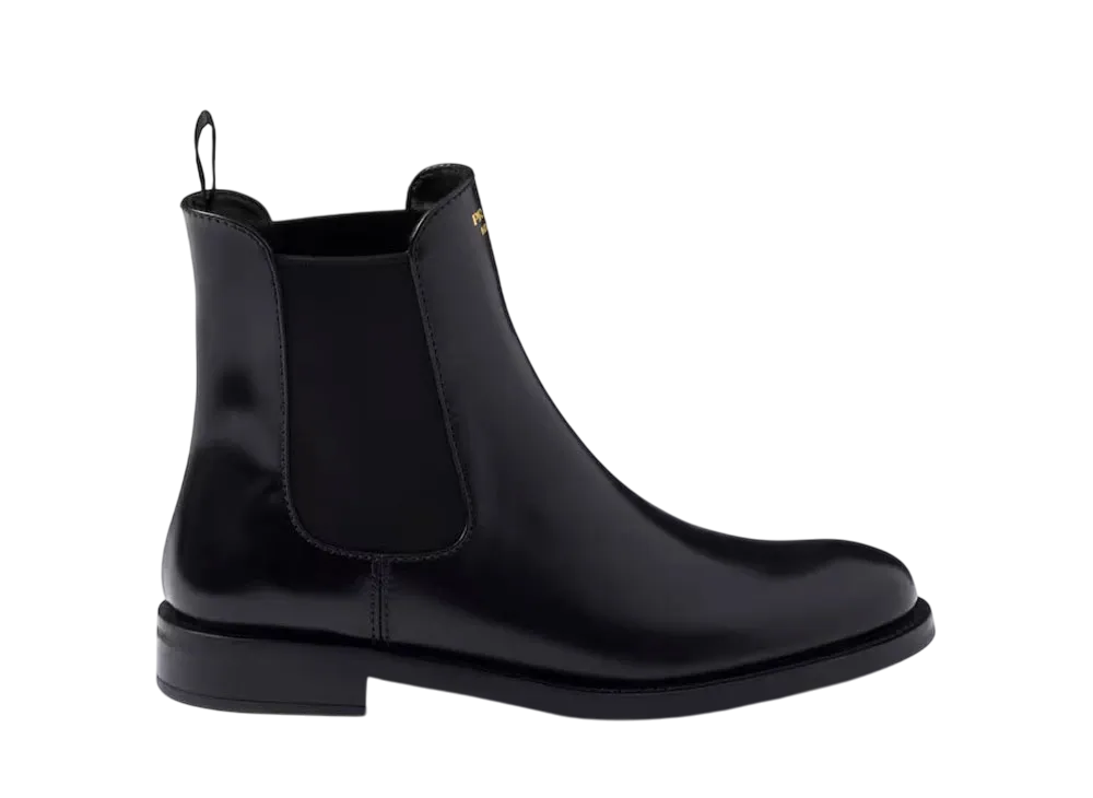 PRADA Women's Brushed Leather Ankle Boots "Black"