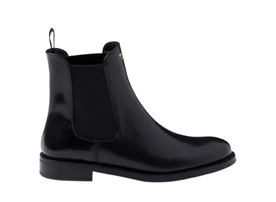 PRADA Women's Brushed Leather Ankle Boots "Black"