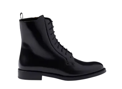 PRADA Women's Brushed Leather Ankle Boots "Black"