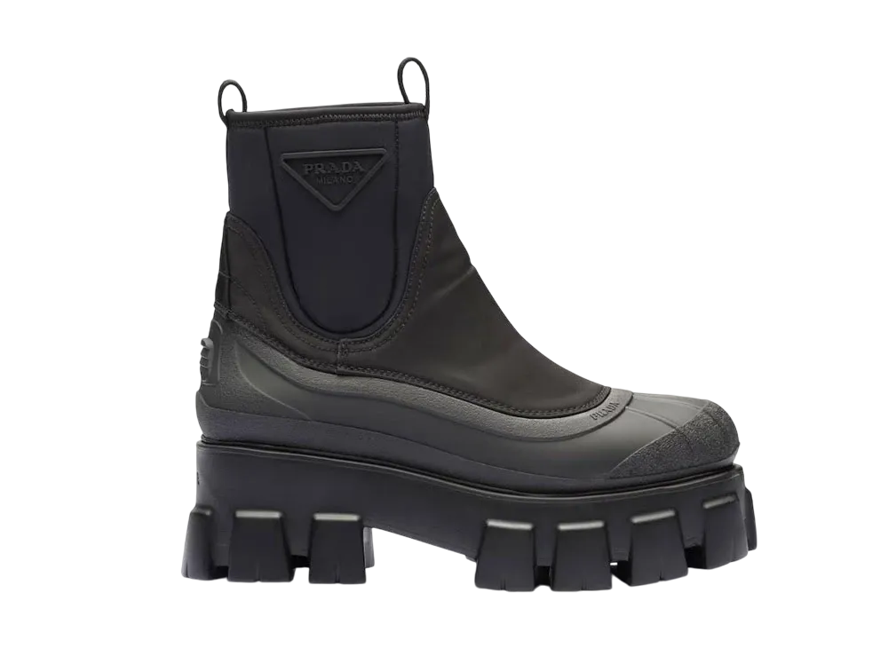PRADA Women's Monolith Re-Nylon Gabardine Boots "Black"